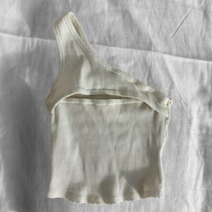 White one shoulder crop top size small